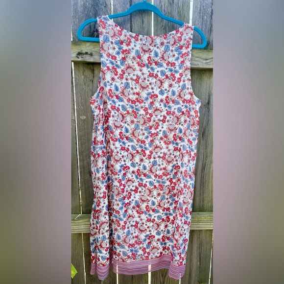 Max Studio EDIT May Red, White, Blue Floral Trapeze Dress Sz L - Picture 5 of 10